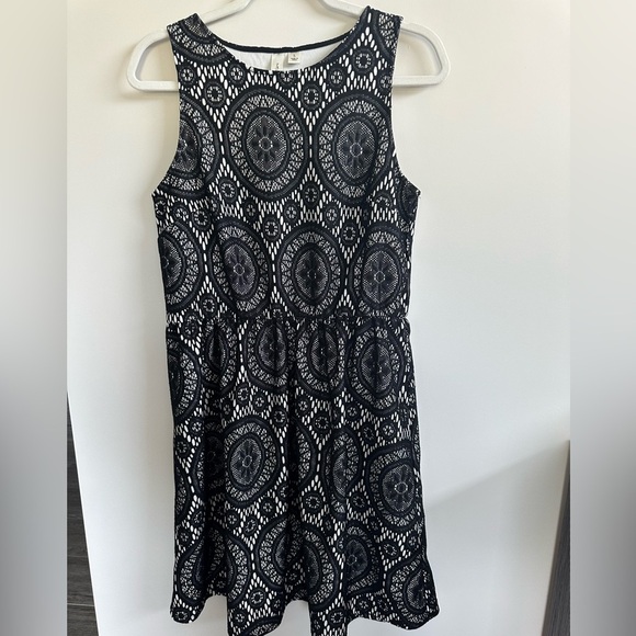 ❤️ Tacera Elegant Black and White Patterned Mini Dress Size Large - Picture 5 of 6